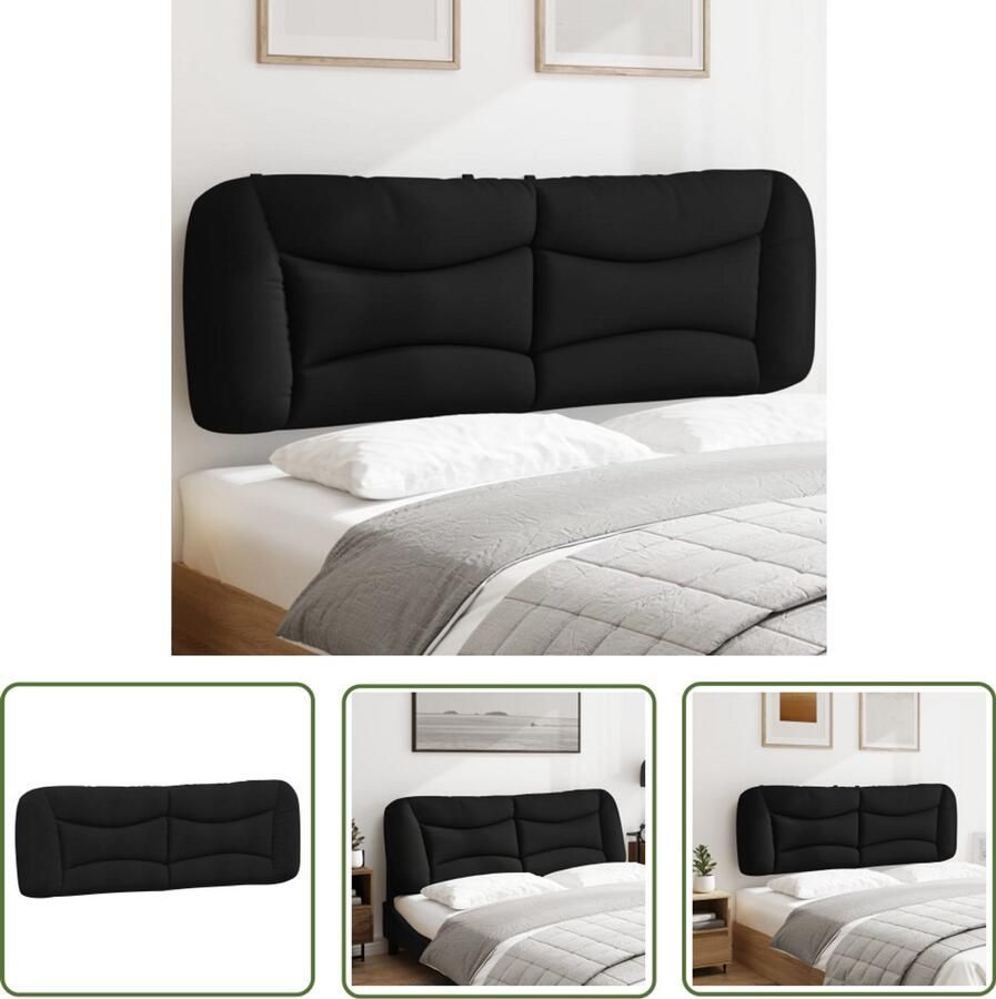 VidaXL Hoofdbordkussen 160 cm Zwart Stof Hoofdbordkussen Hoofdkussen Beddengoed Slaapcomfort Zwarte Hoofdbord Decoratief Kussen Led Verlichting Leeshoek