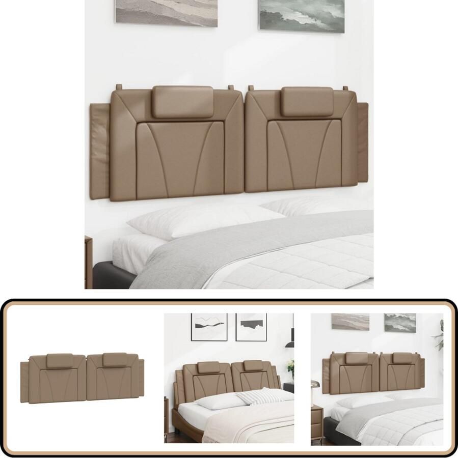 VidaXL Hoofdbordkussen 160cm Kunstleer Cappuccino Hoofdkussen Hoofdbordkussen Kunstleder Bruine Bank Kapstok Decoratief Kussen Leeshoek Loungebank