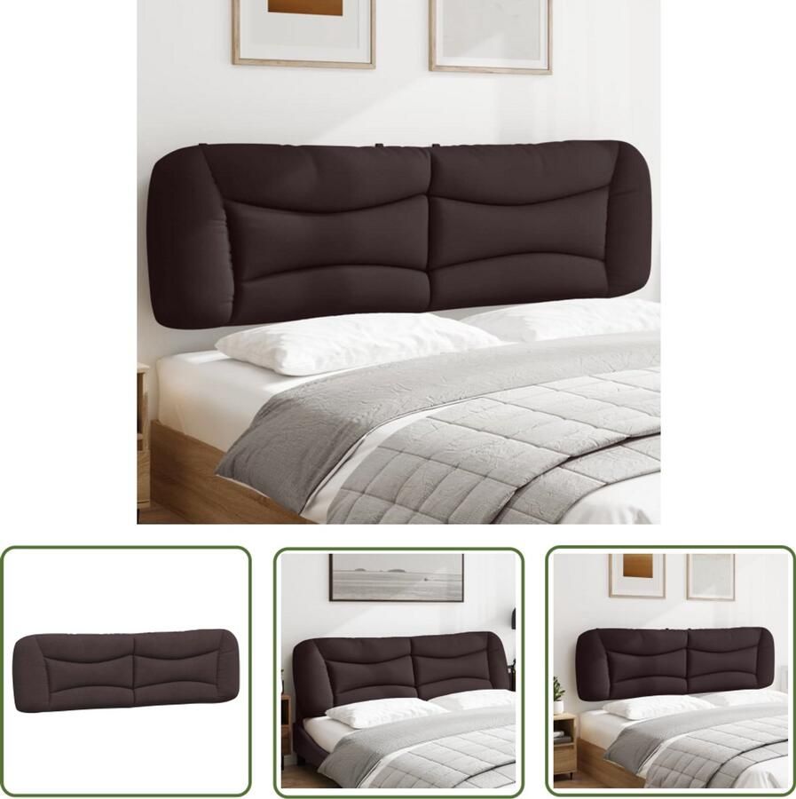 VidaXL Hoofdbordkussen 180 cm Donkerbruin Stof Hoofdbordkussen Hoofdsteun Beddecoratie Bruine Kamer Relaxezen In Bed Leeshoek Televisiekijken In Bed Ergonomische Steun - Foto 2
