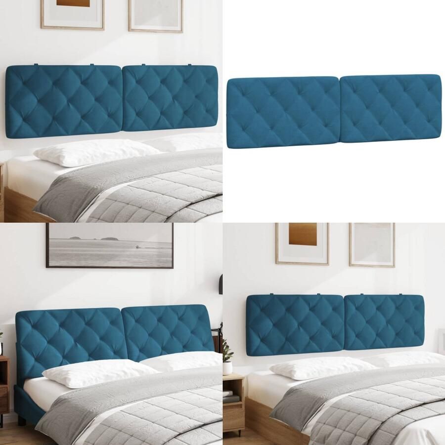 VidaXL Hoofdbordkussen 180 cm fluweel blauw Hoofdbordkussen Hoofdbordkussens Hoofdbord Kussen Hoofdeinde Kussen