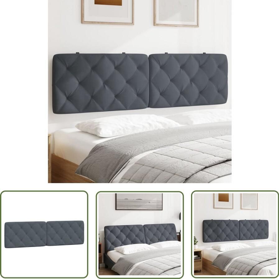 VidaXL Hoofdbordkussen 180 cm Fluweel Donkergrijs Hoofdbordkussen Fluweelkussens Hoofdkusnen Grijs Beddecoratie Comfortabel Hoofdbord