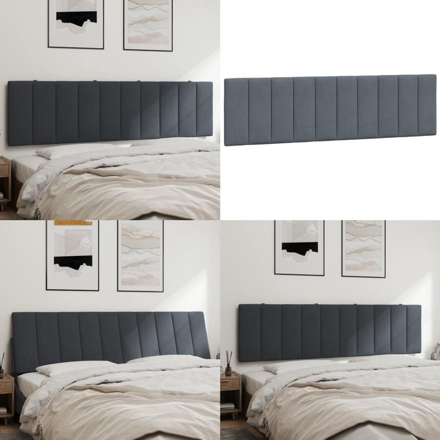 VidaXL Hoofdbordkussen 180 cm fluweel donkergrijs Hoofdbordkussen Hoofdbordkussens Hoofdbord Kussen Hoofdeinde Kussen