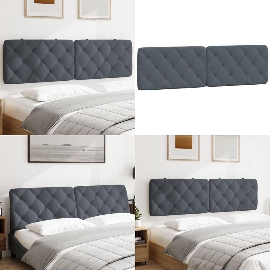 VidaXL Hoofdbordkussen 180 cm fluweel donkergrijs Hoofdbordkussen Hoofdbordkussens Hoofdbord Kussen Hoofdeinde Kussen - Foto 2