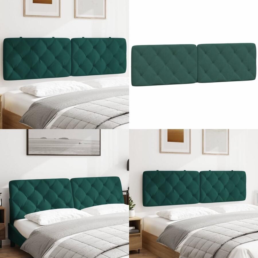 VidaXL Hoofdbordkussen 180 cm fluweel donkergroen Hoofdbordkussen Hoofdbordkussens Hoofdbord Kussen Hoofdeinde Kussen