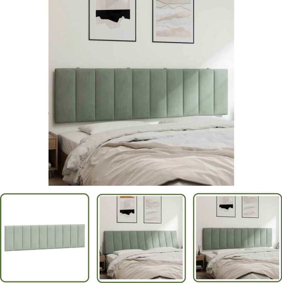 VidaXL Hoofdbordkussen 180 cm fluweel lichtgrijs Hoofdbordkussen Fluweelkussens Hoofdsupport Beddecoratie Slaapcomfort Comfortabel Hoofdbord Design Hoofdbord