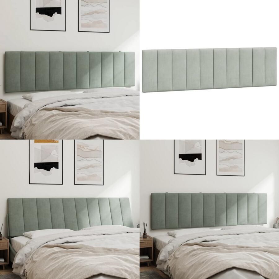 VidaXL Hoofdbordkussen 180 cm fluweel lichtgrijs Hoofdbordkussen Hoofdbordkussens Hoofdbord Kussen Hoofdeinde Kussen