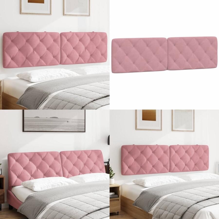 VidaXL Hoofdbordkussen 180 cm fluweel roze Hoofdbordkussen Hoofdbordkussens Hoofdbord Kussen Hoofdeinde Kussen