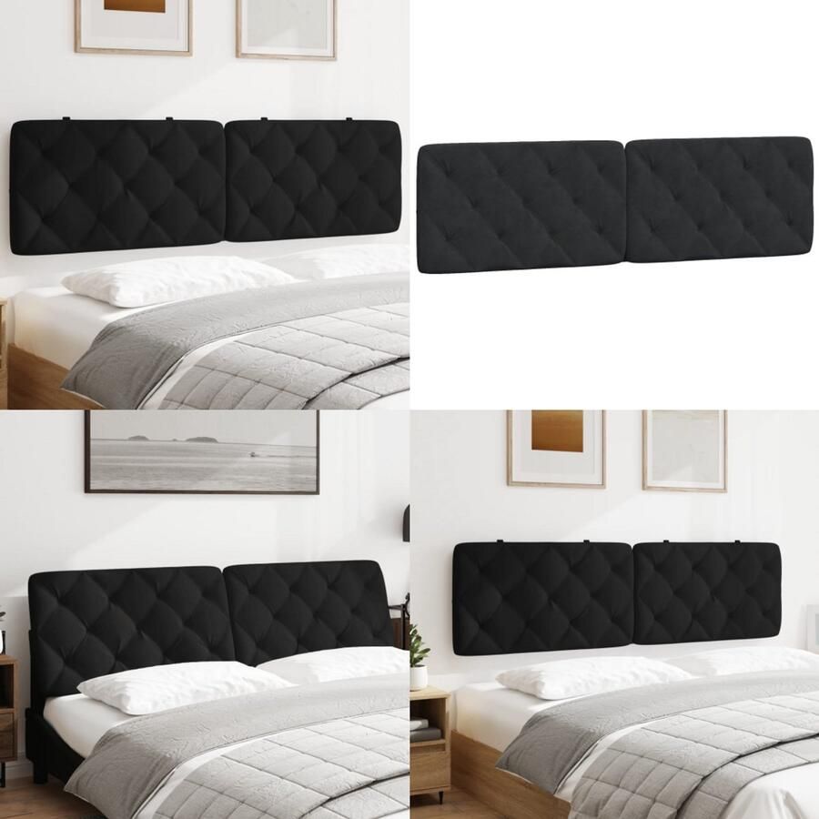 VidaXL Hoofdbordkussen 180 cm fluweel zwart Hoofdbordkussen Hoofdbordkussens Hoofdbord Kussen Hoofdeinde Kussen