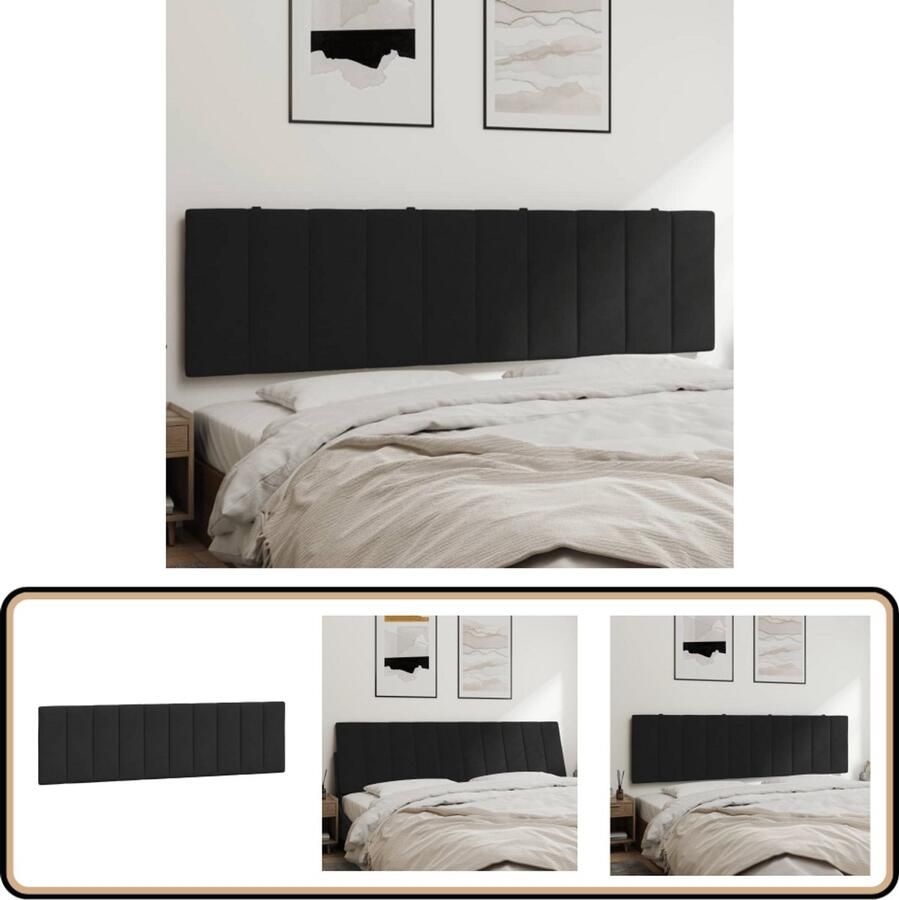 VidaXL Hoofdbordkussen 180 cm fluweel zwart Hoofdbordkussen Velvet Kussens Zwart Hoofdbord Comfortabel Hoofdbord Leeshoofd Led Verlichting Headboard Hoofdsteun