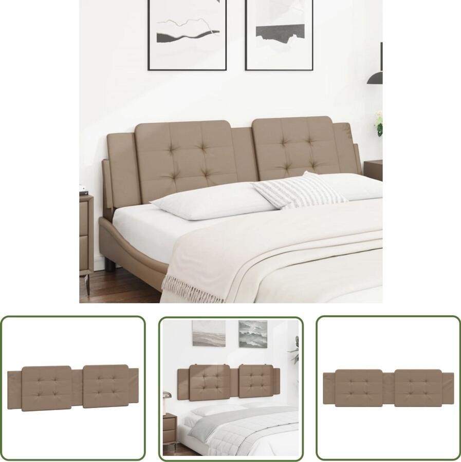VidaXL Hoofdbordkussen 180 cm kunstleer cappuccino Hoofdbordkussen Kapiteinkussens Lederlook Bruine Bank Loungebank Leeshoek Decoratief Kussen Sierkussen Bedroomdecor