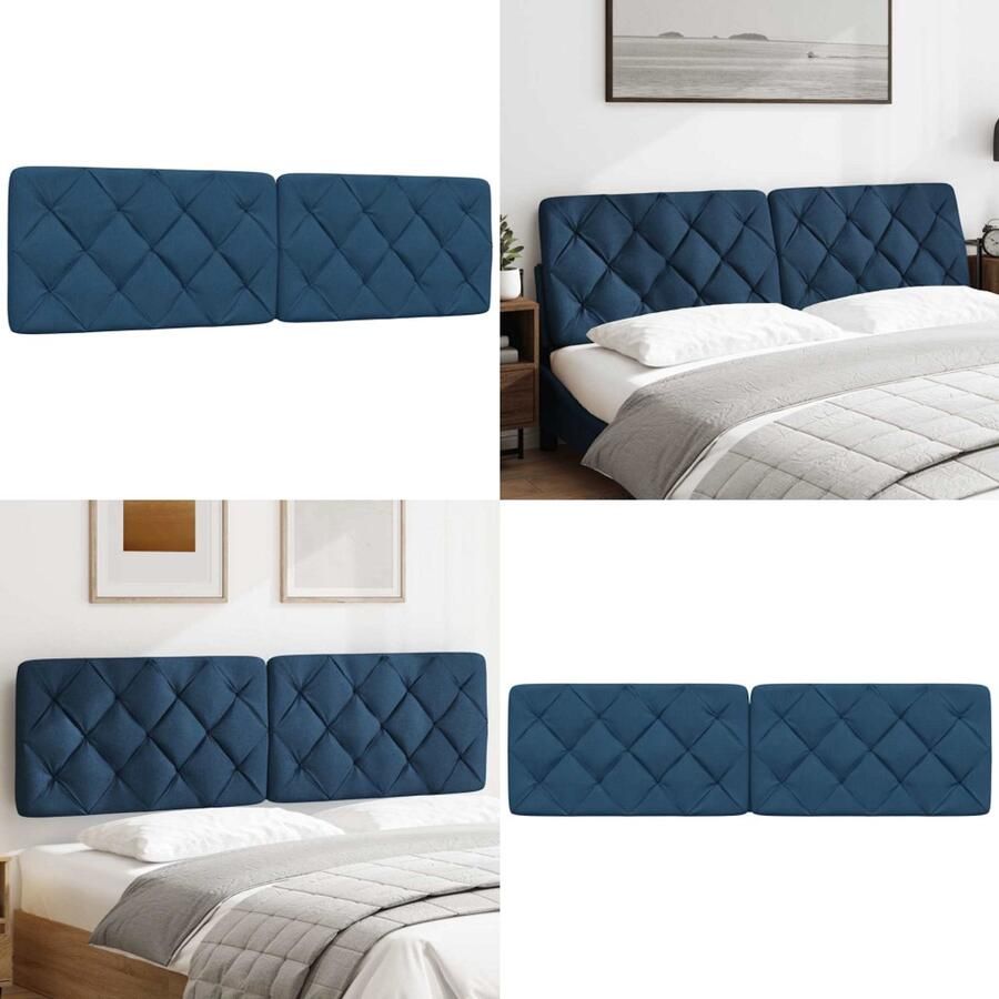 VidaXL Hoofdbordkussen 180 cm stof blauw Hoofdbordkussen Hoofdbordkussens Hoofdbord Kussen Hoofdeinde Kussen