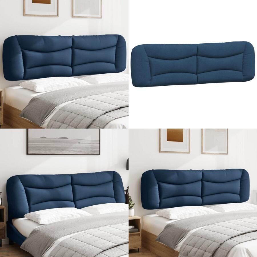 VidaXL Hoofdbordkussen 180 cm stof blauw Hoofdbordkussen Hoofdbordkussens Hoofdbord Kussen Hoofdeinde Kussen