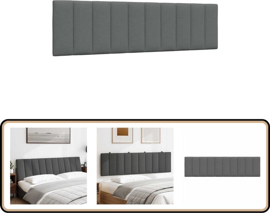 VidaXL Hoofdbordkussen 180 cm Stof Donkergrijs Hoofdbordkussen Hoofdbordkussens Hoofdbord Kussen Hoofdeinde Kussen