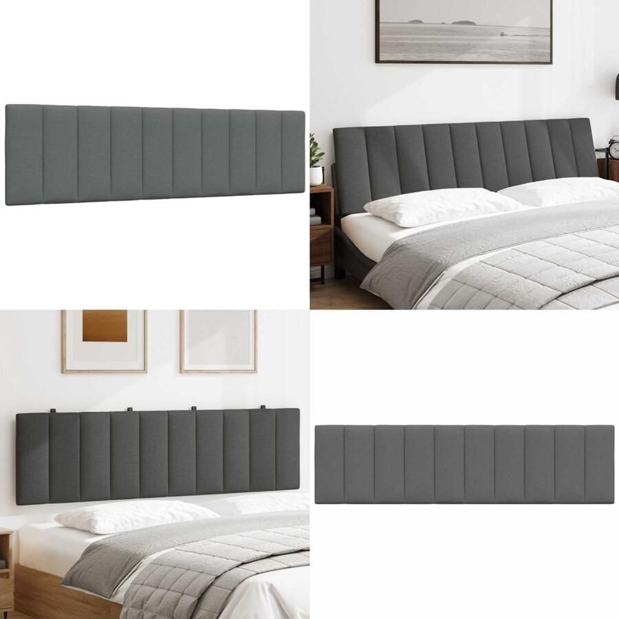 VidaXL Hoofdbordkussen 180 cm stof donkergrijs Hoofdbordkussen Hoofdbordkussens Hoofdbord Kussen Hoofdeinde Kussen