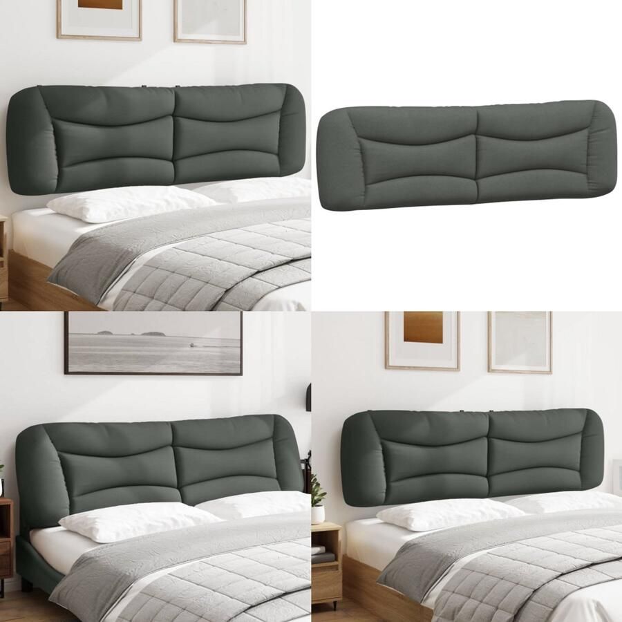 VidaXL Hoofdbordkussen 180 cm stof donkergrijs Hoofdbordkussen Hoofdbordkussens Hoofdbord Kussen Hoofdeinde Kussen