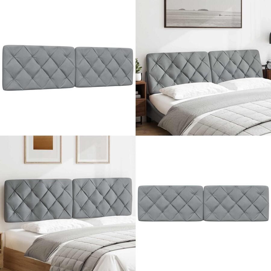 VidaXL Hoofdbordkussen 180 cm stof lichtgrijs Hoofdbordkussen Hoofdbordkussens Hoofdbord Kussen Hoofdeinde Kussen