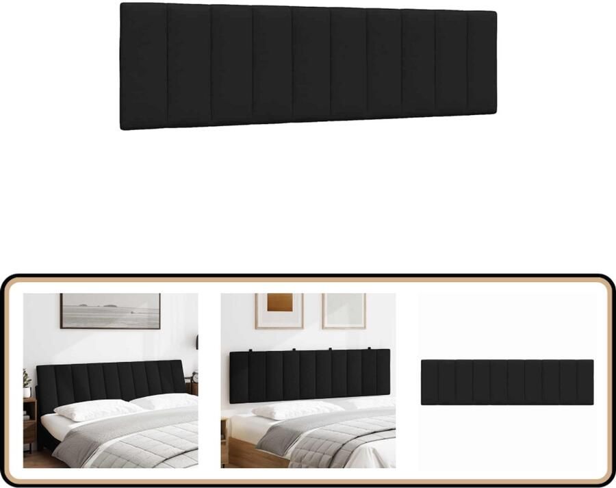 VidaXL Hoofdbordkussen 180 cm Stof Zwart Hoofdbord Kussen Hoofdkussens Bed Bedaccessoires Zwarte Hoofdborden Hoofdbord