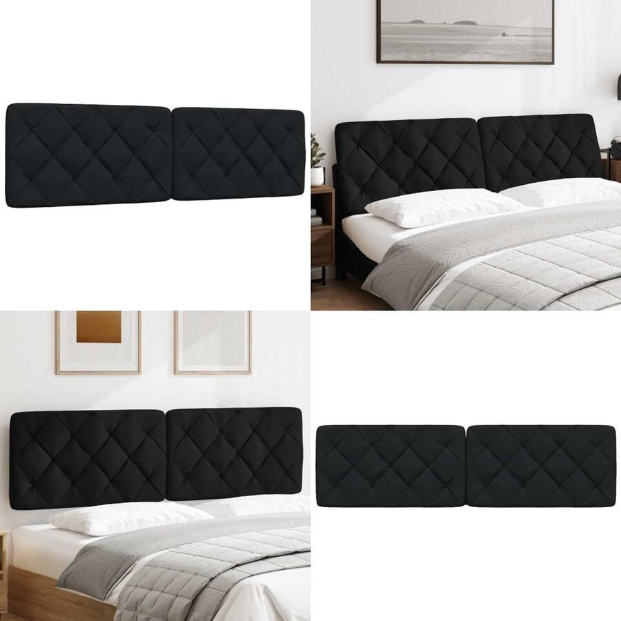 VidaXL Hoofdbordkussen 180 cm stof zwart Hoofdbordkussen Hoofdbordkussens Hoofdbord Kussen Hoofdeinde Kussen