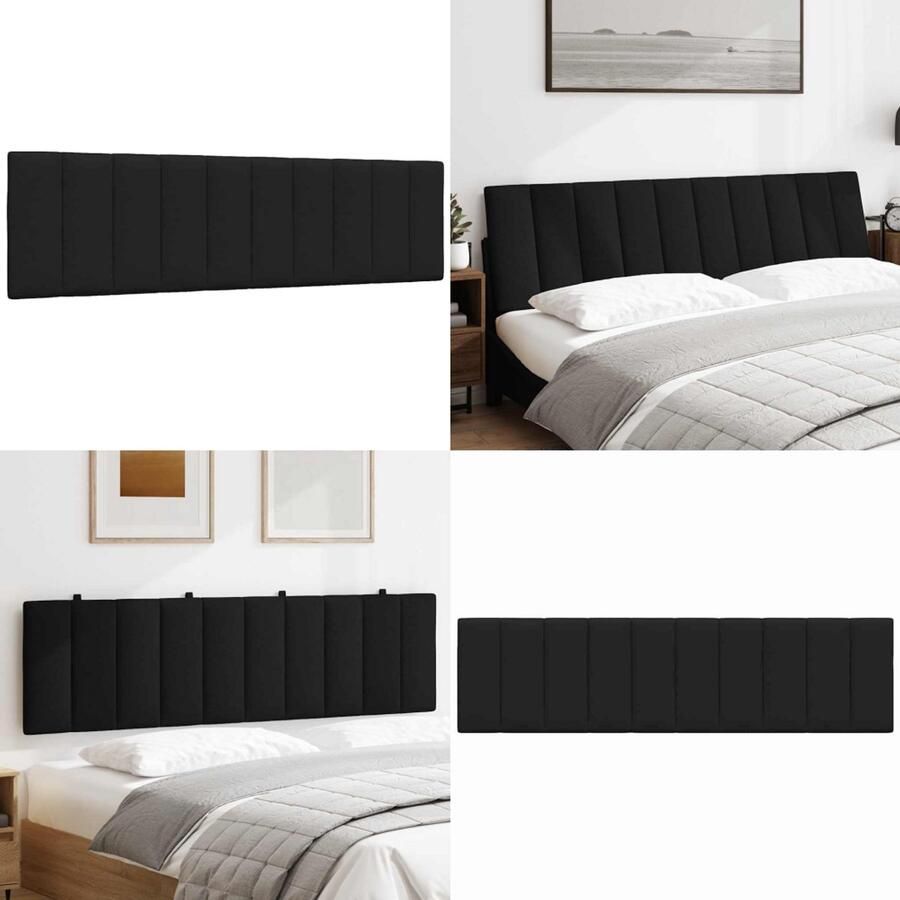 VidaXL Hoofdbordkussen 180 cm stof zwart Hoofdbordkussen Hoofdbordkussens Hoofdbord Kussen Hoofdeinde Kussen