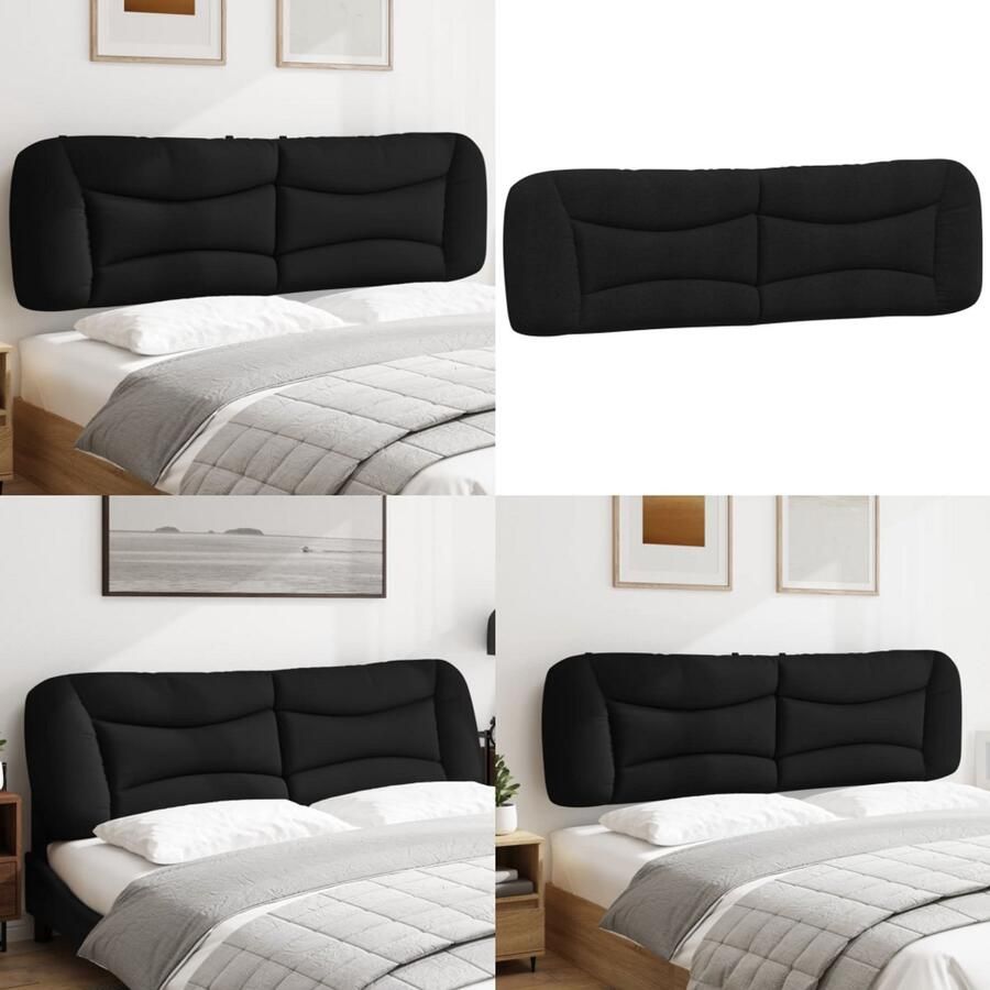 VidaXL Hoofdbordkussen 180 cm stof zwart Hoofdbordkussen Hoofdbordkussens Hoofdbord Kussen Hoofdeinde Kussen