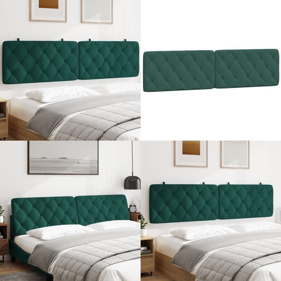 VidaXL Hoofdbordkussen 200 cm fluweel donkergroen Hoofdbordkussen Hoofdbordkussens Hoofdbord Kussen Hoofdeinde Kussen