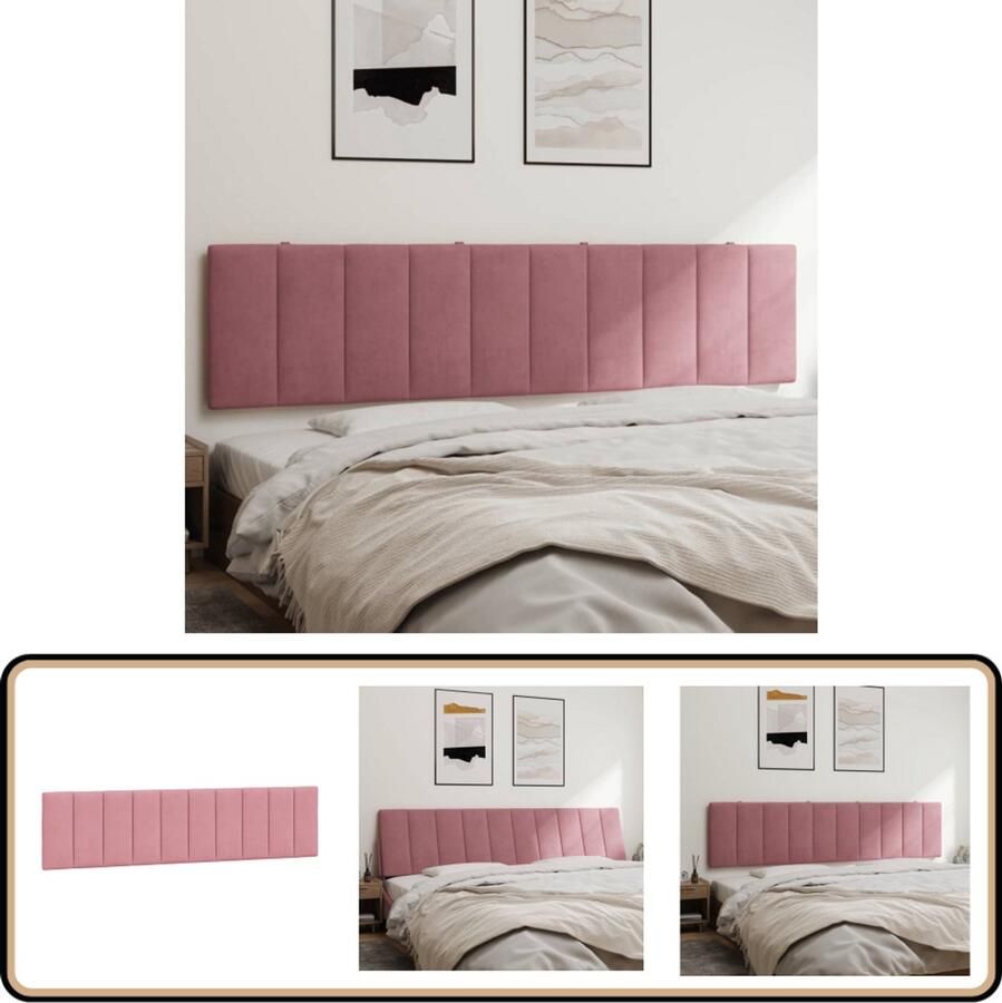 VidaXL Hoofdbordkussen 200 cm Fluweel Roze Hoofdbord Kussen Hoofdkussens Bed Bedaccessoires Velours Roze