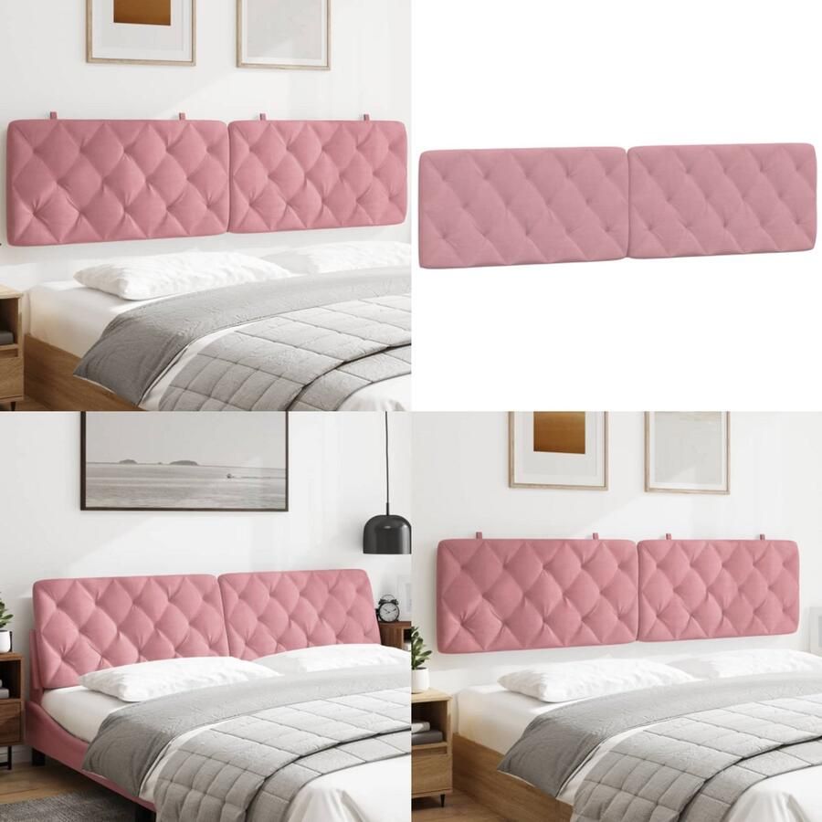 VidaXL Hoofdbordkussen 200 cm fluweel roze Hoofdbordkussen Hoofdbordkussens Hoofdbord Kussen Hoofdeinde Kussen