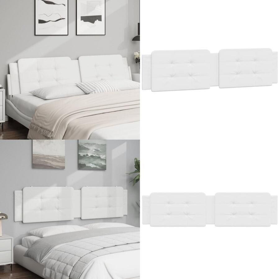 VidaXL Hoofdbordkussen 200 cm kunstleer wit Hoofdbordkussen Hoofdbordkussens Hoofdbord Kussen Hoofdeinde Kussen