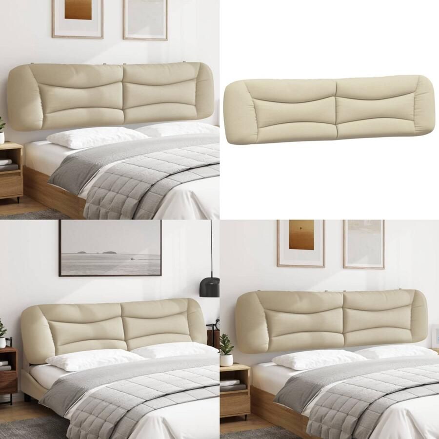 VidaXL Hoofdbordkussen 200 cm stof crèmekleurig Hoofdbordkussen Hoofdbordkussens Hoofdbord Kussen Hoofdeinde Kussen