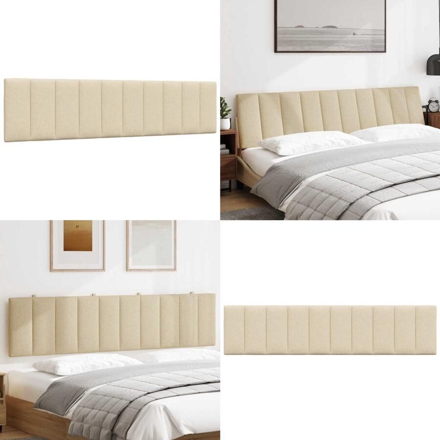 VidaXL Hoofdbordkussen 200 cm stof crèmekleurig Hoofdbordkussen Hoofdbordkussens Hoofdbord Kussen Hoofdeinde Kussen