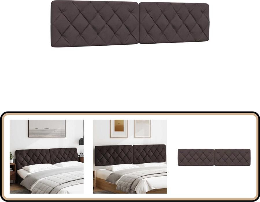 VidaXL Hoofdbordkussen 200 cm Stof Donkerbruin Hoofdbord Kussen Beddakkussens Hoofdkus Bedding Slaapkamer Decoratie