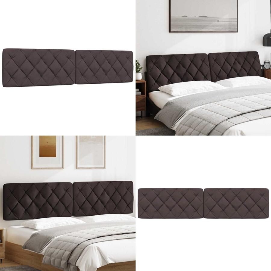 VidaXL Hoofdbordkussen 200 cm stof donkerbruin Hoofdbordkussen Hoofdbordkussens Hoofdbord Kussen Hoofdeinde Kussen