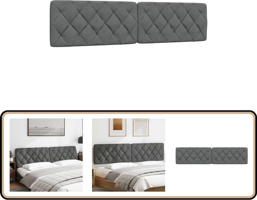 VidaXL Hoofdbordkussen 200 cm Stof Donkergrijs Hoofdbord Kussen Beddakussens Hoofdkusentjes Slaapkamer Decoratie Donkere Grijze Meubels