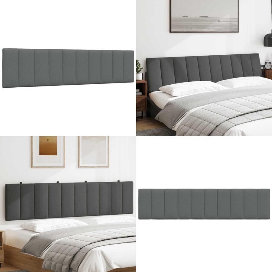 VidaXL Hoofdbordkussen 200 cm stof donkergrijs Hoofdbordkussen Hoofdbordkussens Hoofdbord Kussen Hoofdeinde Kussen