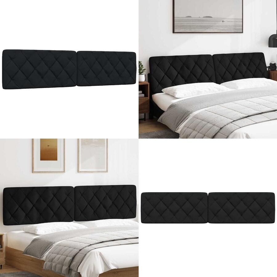 VidaXL Hoofdbordkussen 200 cm stof zwart Hoofdbordkussen Hoofdbordkussens Hoofdbord Kussen Hoofdeinde Kussen