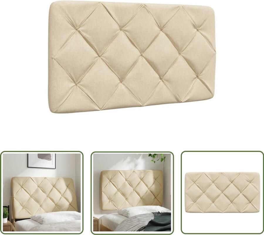 VidaXL Hoofdbordkussen 80 cm crèmekleurig Hoofdbordkussen Beddecoratie Slaapkamervloer Leeshoek Hoofdondersteuning Designhoofdboard Comfortabel Hoofdkussent Creme Kleurtone Stoffen Hoofdbord