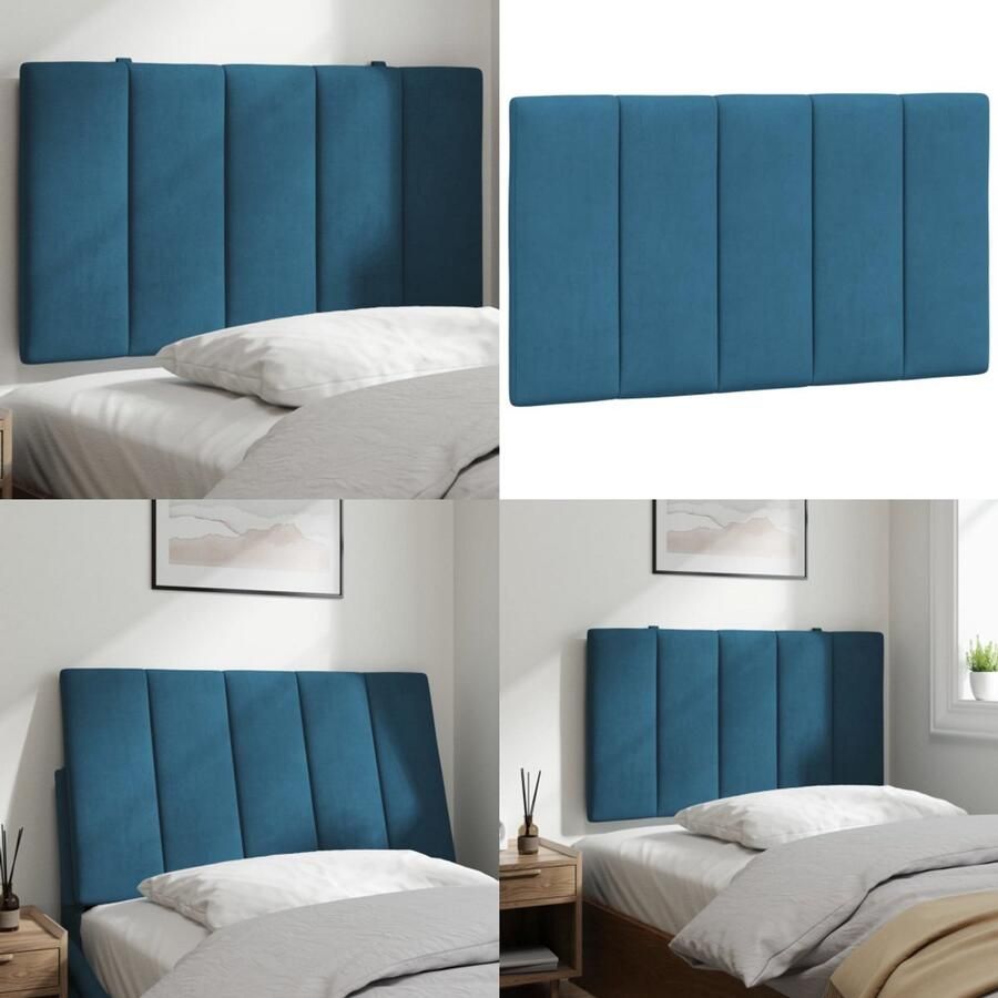 VidaXL Hoofdbordkussen 80 cm fluweel blauw Hoofdbordkussen Hoofdbordkussens Hoofdbord Kussen Hoofdeinde Kussen