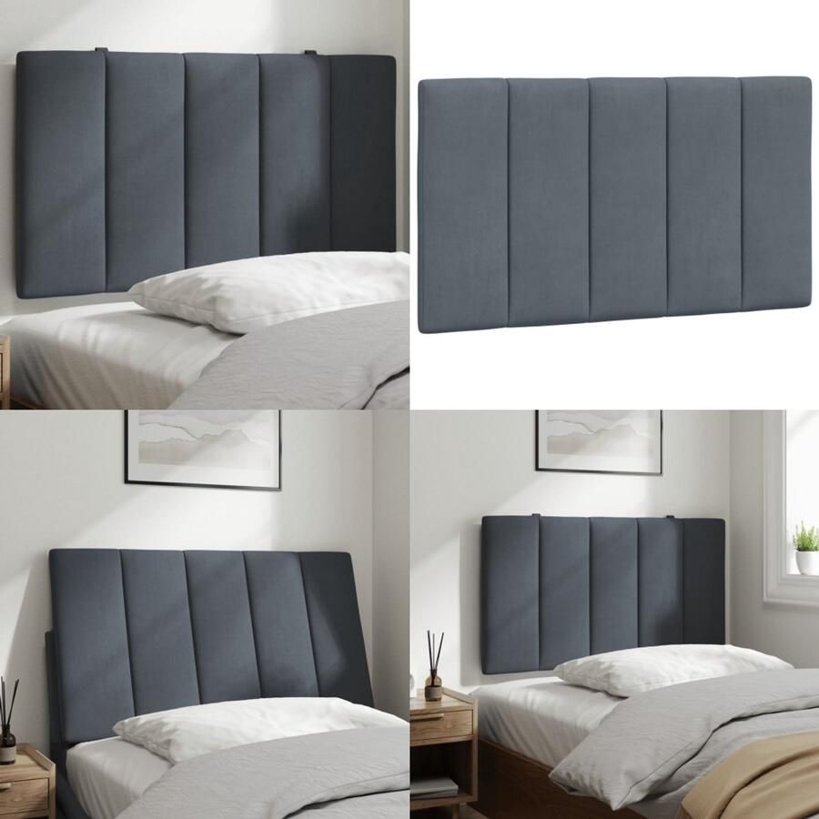 VidaXL Hoofdbordkussen 80 cm fluweel donkergrijs Hoofdbordkussen Hoofdbordkussens Hoofdbord Kussen Hoofdeinde Kussen