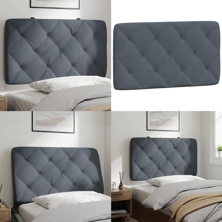 VidaXL Hoofdbordkussen 80 cm fluweel donkergrijs Hoofdbordkussen Hoofdbordkussens Hoofdbord Kussen Hoofdeinde Kussen