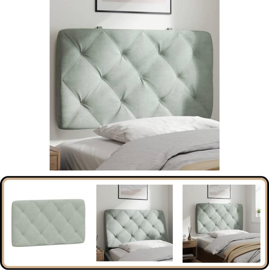 VidaXL Hoofdbordkussen 80 cm Fluweel Lichtgrijs Hoofdbordkussen Beddecoratie Fluweelkussens Comfortabel Hoofdbord Hoofdsupport