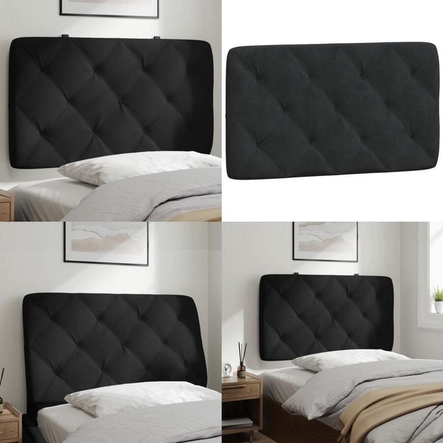 VidaXL Hoofdbordkussen 80 cm fluweel zwart Hoofdbordkussen Hoofdbordkussens Hoofdbord Kussen Hoofdeinde Kussen