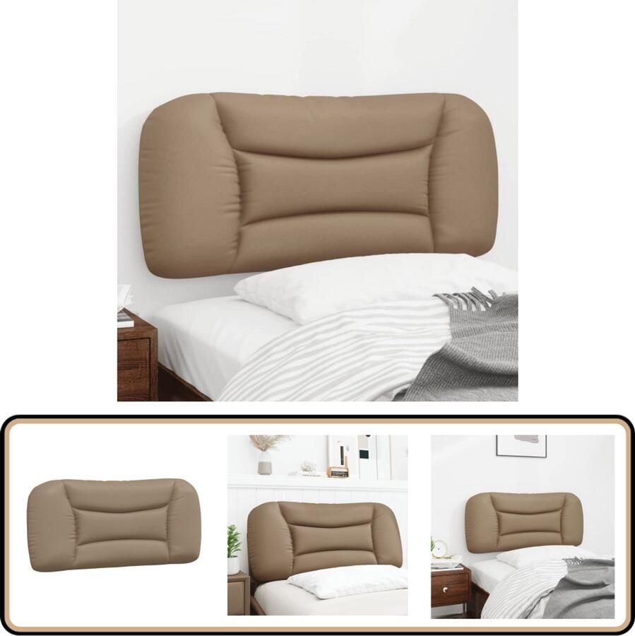 The Living Store Gestoffeerd Hoofdbordkussen 82 x 15 x 48 cm Met PP-vezelvulling Cappuccino Kunstleer Hoofdkussen Hoofdboardkussens Kapstokken Sierkussens Lederlook