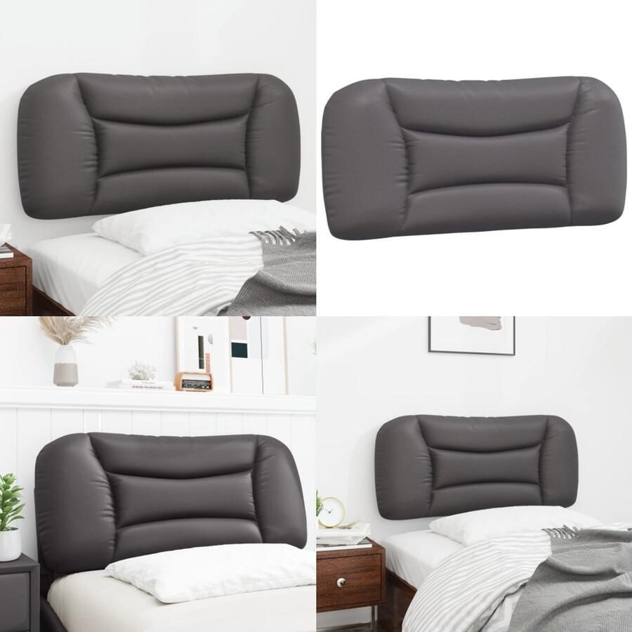 VidaXL Hoofdbordkussen 80 cm kunstleer grijs Hoofdbordkussen Hoofdbordkussens Hoofdbord Kussen Hoofdeinde Kussen