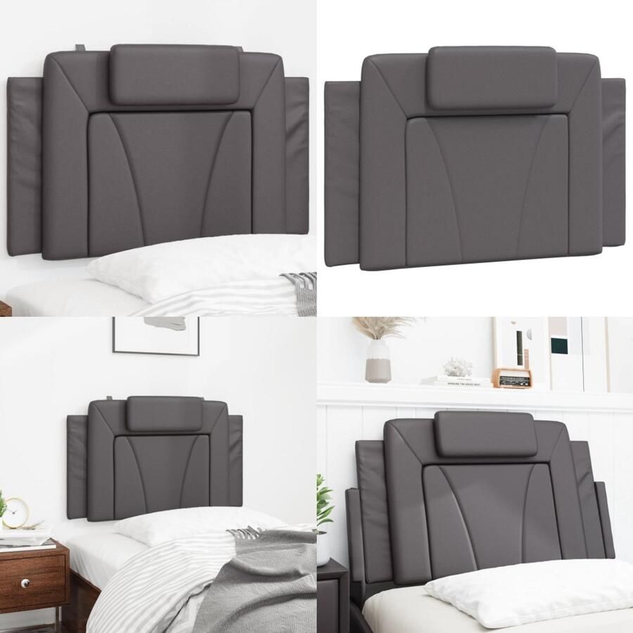 VidaXL Hoofdbordkussen 80 cm kunstleer grijs Hoofdbordkussen Hoofdbordkussens Hoofdbord Kussen Hoofdeinde Kussen