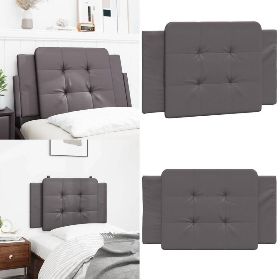 VidaXL Hoofdbordkussen 80 cm kunstleer grijs Hoofdbordkussen Hoofdbordkussens Hoofdbord Kussen Hoofdeinde Kussen - Foto 2