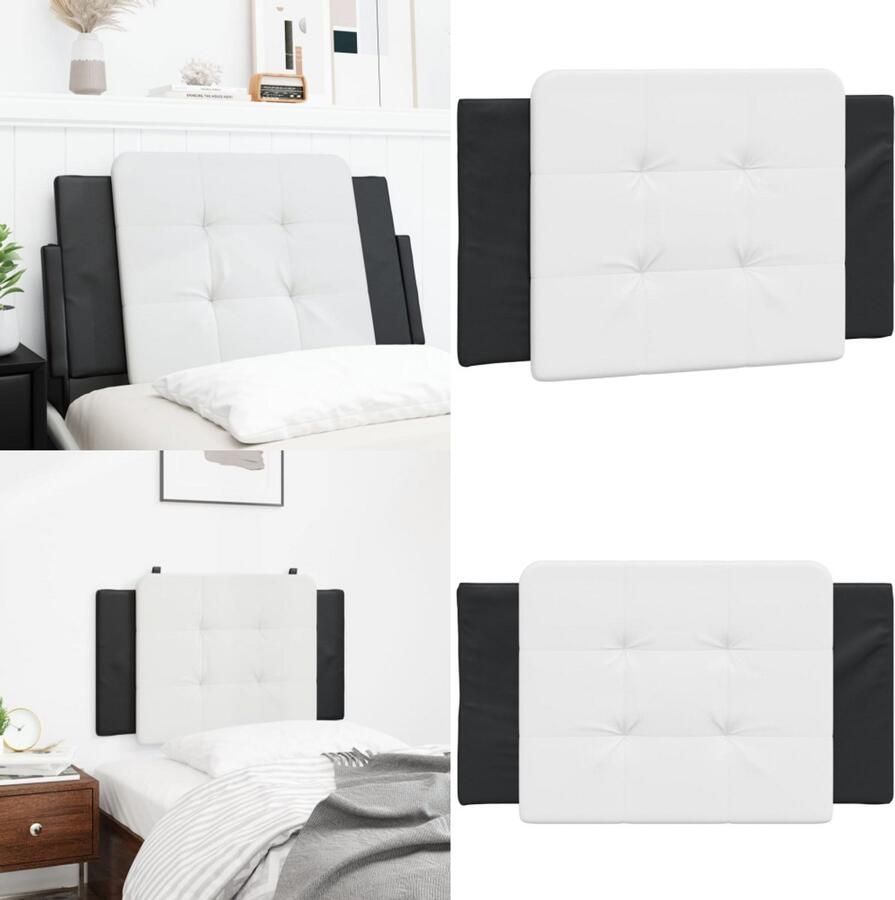 VidaXL Hoofdbordkussen 80 cm kunstleer wit en zwart Hoofdbordkussen Hoofdbordkussens Hoofdbord Kussen Hoofdeinde Kussen