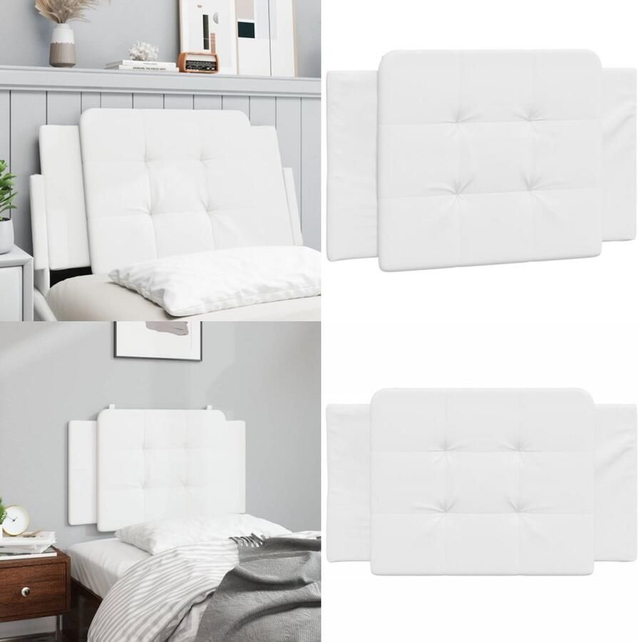 VidaXL Hoofdbordkussen 80 cm kunstleer wit Hoofdbordkussen Hoofdbordkussens Hoofdbord Kussen Hoofdeinde Kussen