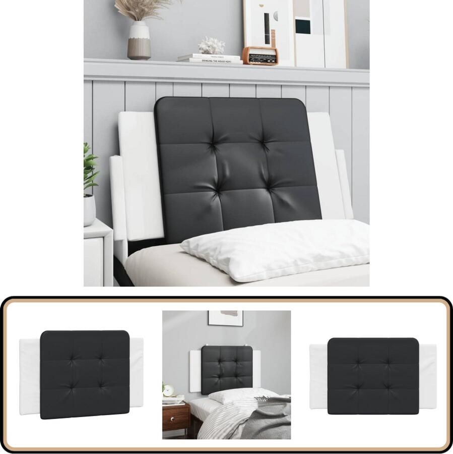 VidaXL Hoofdbordkussen 80 cm Kunstleer Zwart Wit Hoofdbordkussen Hoofdsteun Slaapcomfort Kunstleder Zwarte Hoofdbord Modern Hoofdbord Leeshoek Televisiekamer