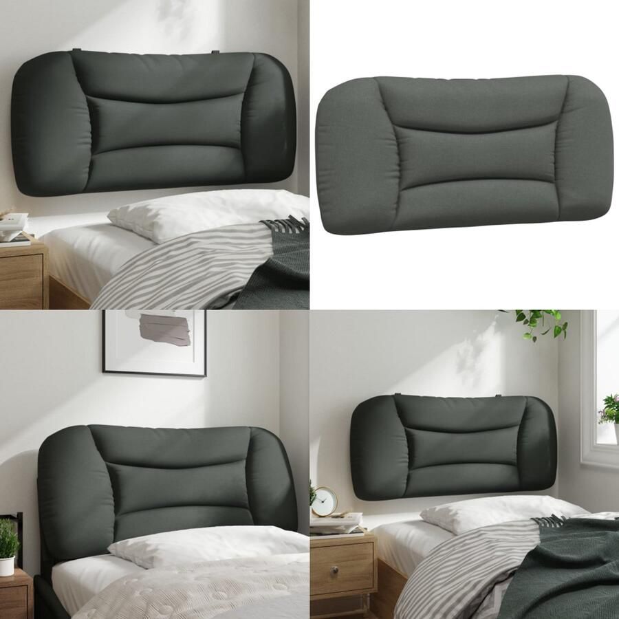 VidaXL Hoofdbordkussen 80 cm stof donkergrijs Hoofdbordkussen Hoofdbordkussens Hoofdbord Kussen Hoofdeinde Kussen