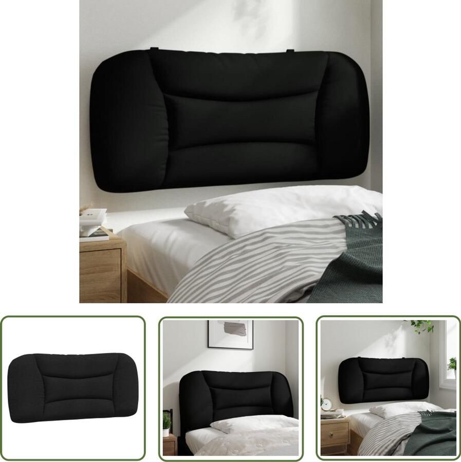VidaXL Hoofdbordkussen 80 cm Zwart Polyester Hoofdbordkussen Hoofdkussen Beddengoed Slaapcomfort Decoratief Kussen Zwarte Hoofdbord Leeshoek Televisiekijken